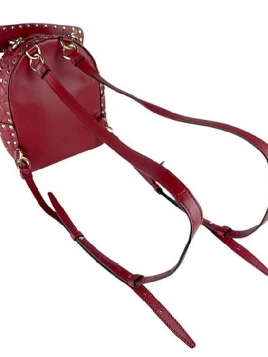 Auth Valentino Garavani Rockstud Backpack Red/Gold Leather/Metal - z9017 main image 5